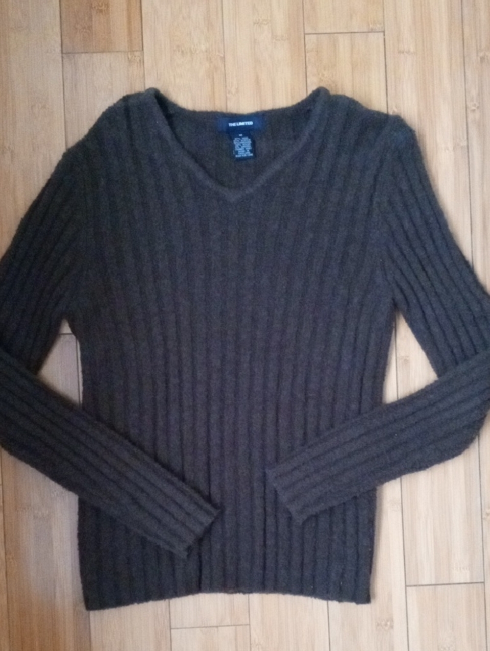 The Limited Women's Ribbed V-Neck Sweater in Dark Brown - Medium